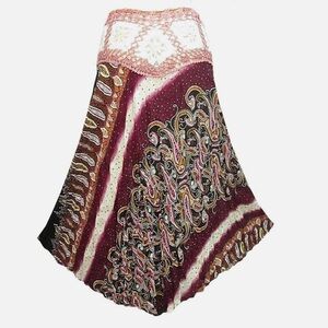Hanes Maxi Skirt in Brown with Red and White Accents